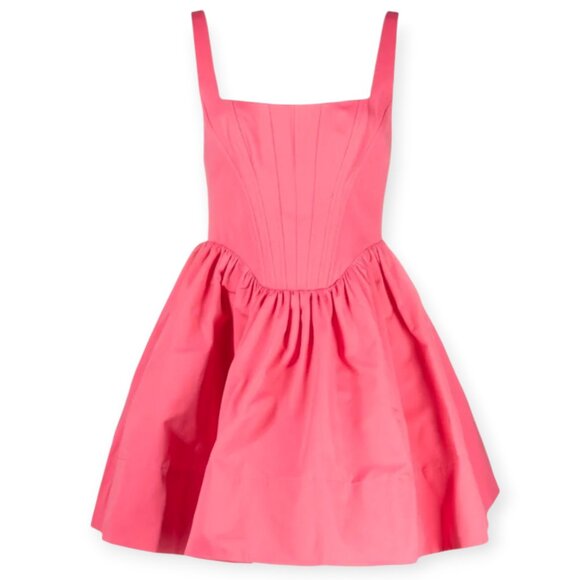 STAUD Landscape Corset Mini Dress in Lollipop Pink Size 2 Cotton Blend NWOT - Picture 2 of 14